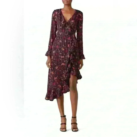 C/Meo Collective Long Sleeve Asymmetrical Floral Wrap Dress - Picture 3 of 16